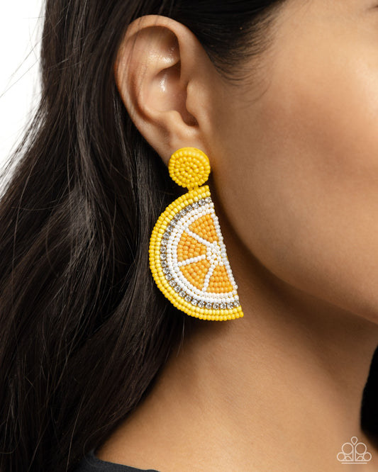 Paparazzi - Lemon Leader - Yellow Post Earrings