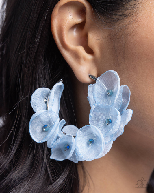 Paparazzi - Petaled Pageant - Blue Hoop Earrings