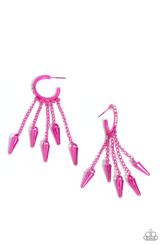 Paparazzi - Piquant Punk - Pink Post Earrings