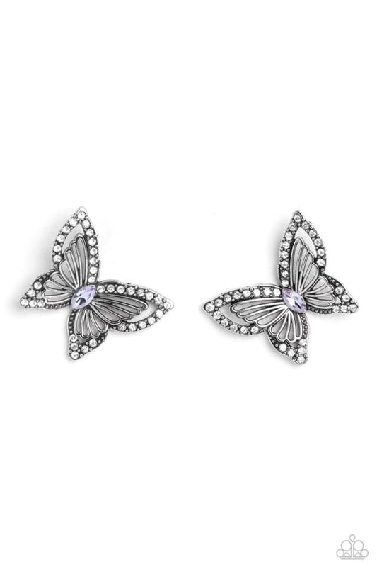 Paparazzi - Wispy Wings - Purple Post Earrings