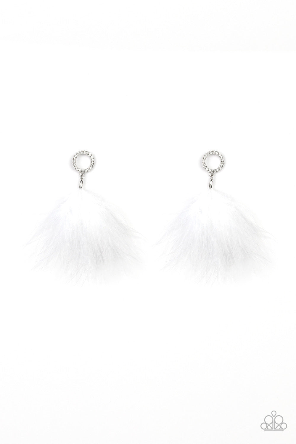 Paparazzi - BOA Down - White Post Earrings