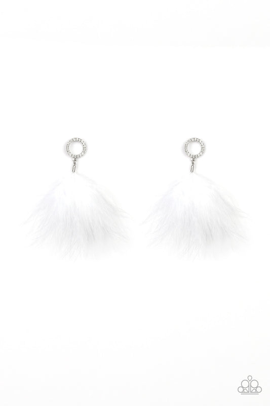 Paparazzi - BOA Down - White Post Earrings