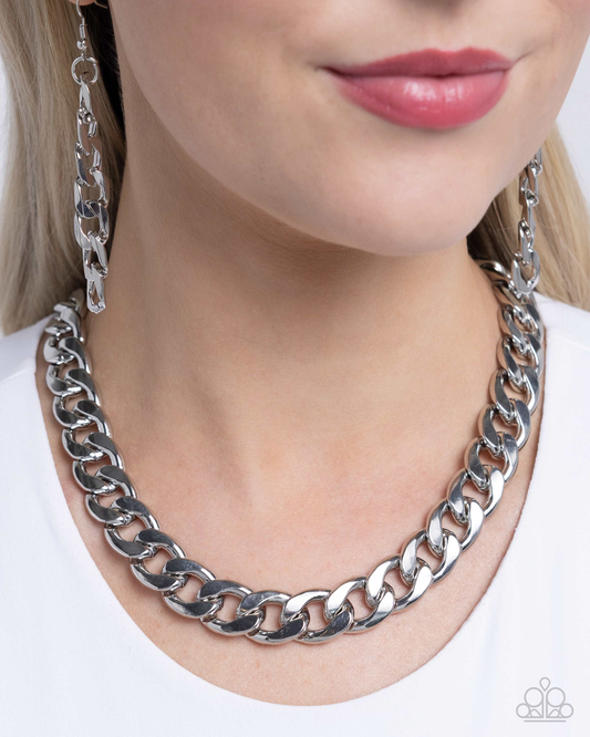 Paparazzi - Action CURB - Silver Necklace