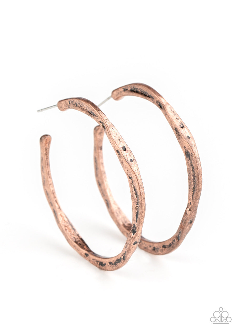 Paparazzi - Asymmetrical Attitude - Copper Hoop Earrings