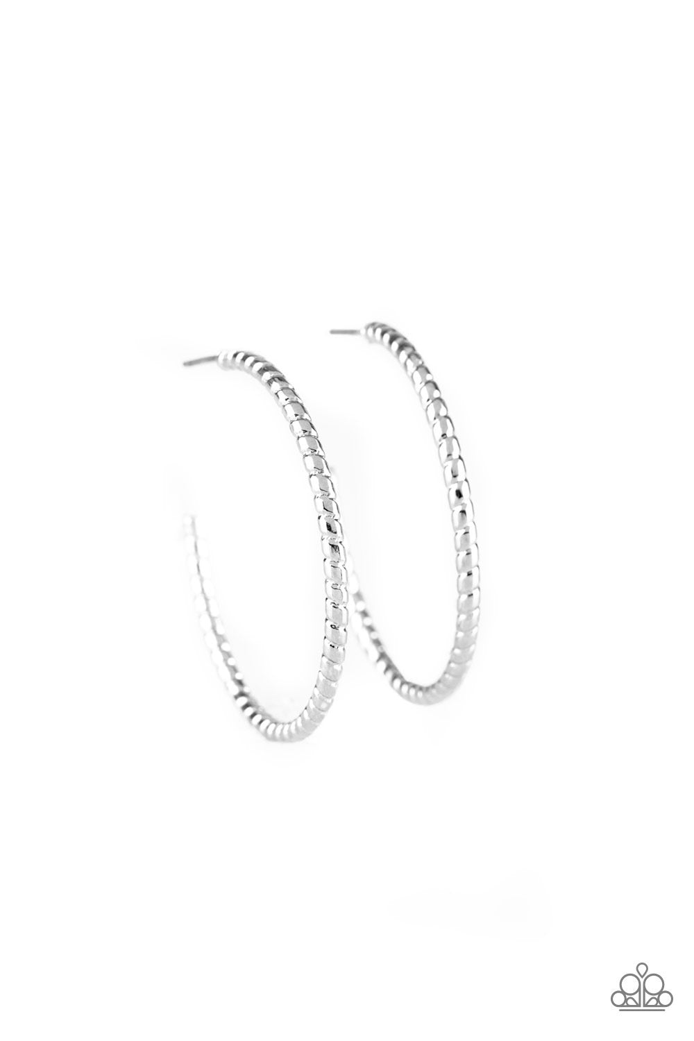 Paparazzi - HOOP, Line, and Sinker - Silver Earrings