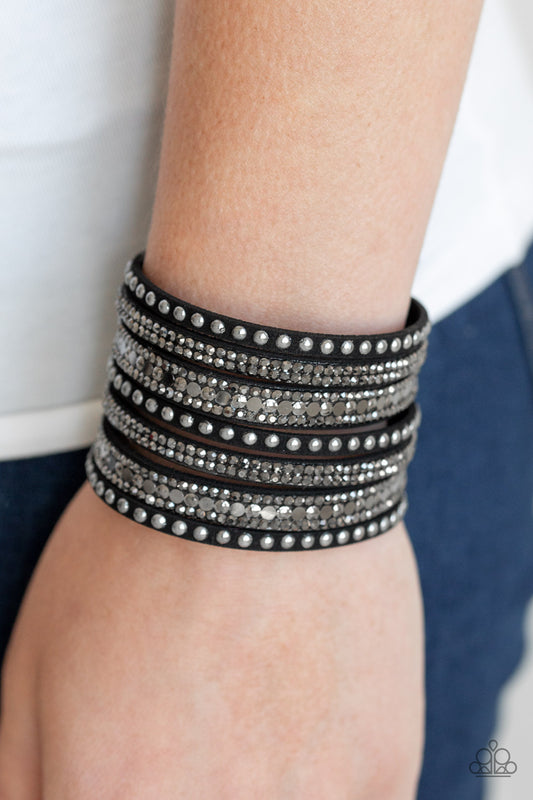 Paparazzi - All Hustle and Hairspray - Black Urban Wrap Bracelet