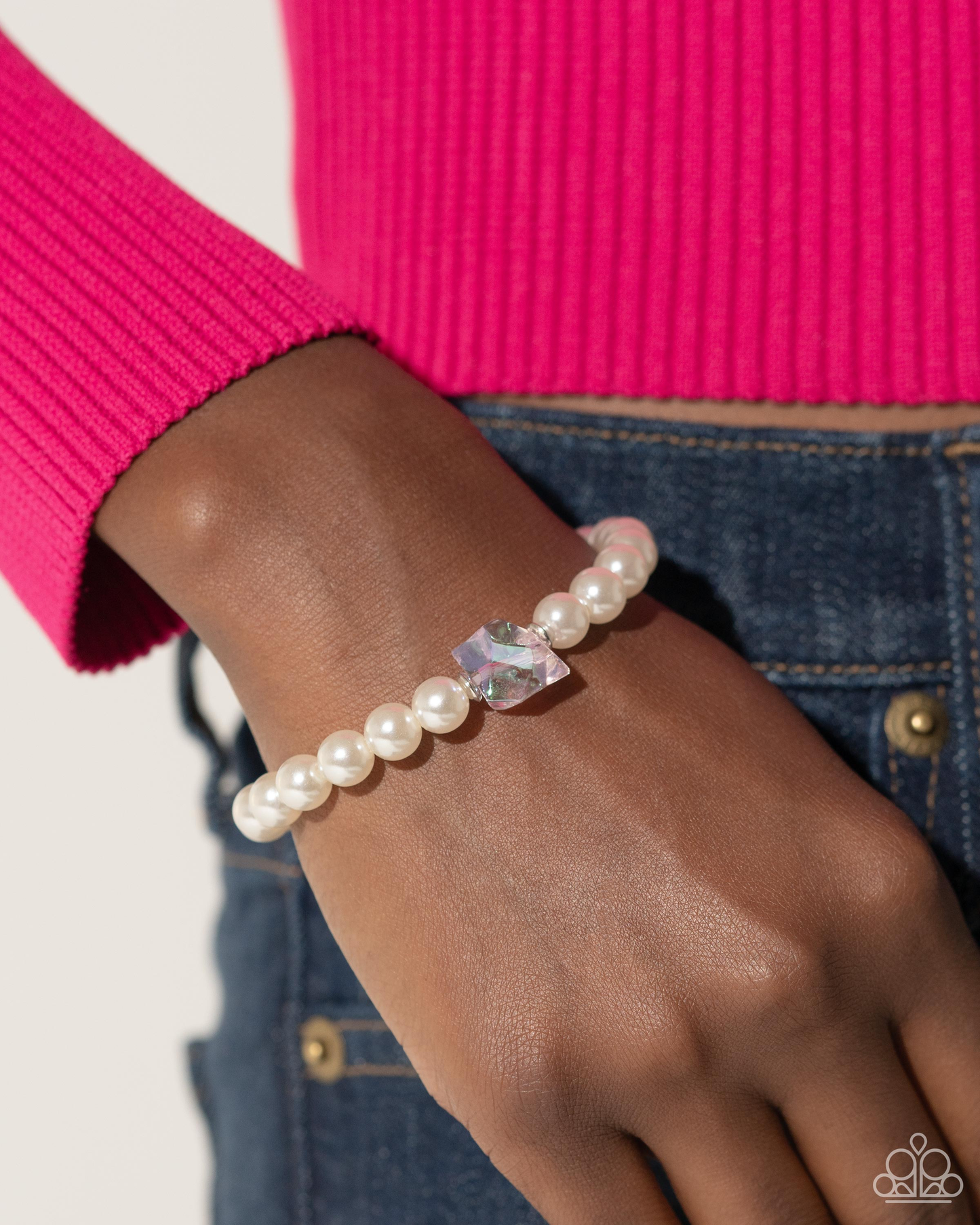 Paparazzi - Cubed Charm - Purple Pearl Bracelet