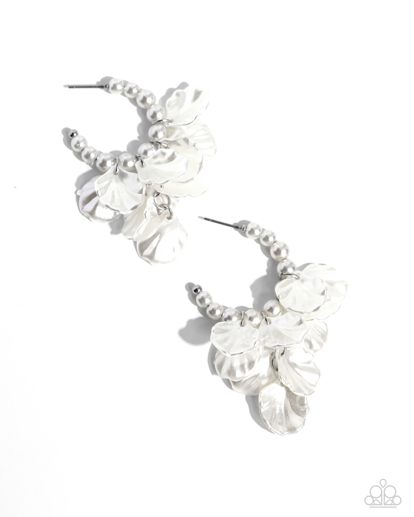 Paparazzi - Frilly Feature - White Hoop Earrings