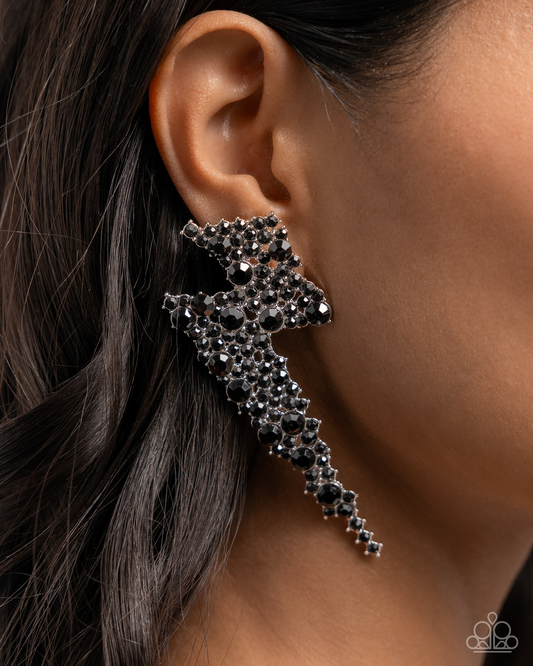 Paparazzi - Electric Effulgence - Black Post Earrings