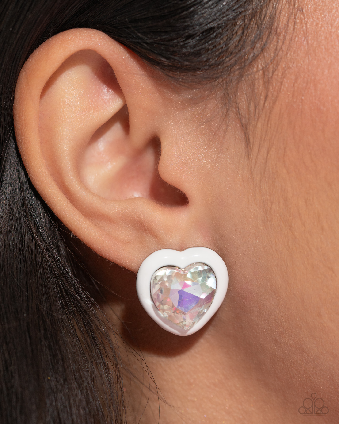 Paparazzi - Heartfelt Haute - White Post Earrings