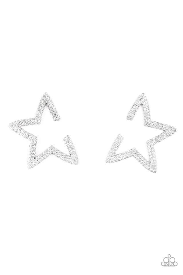 Paparazzi - Star Player White Earrings