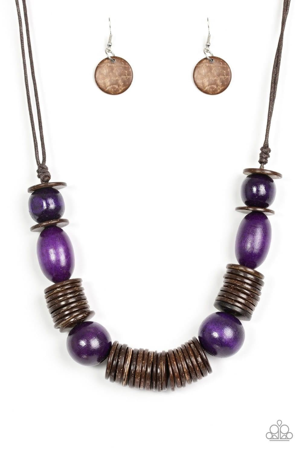 Paparazzi - You Better BELIZE It! - Purple Wooden Necklace