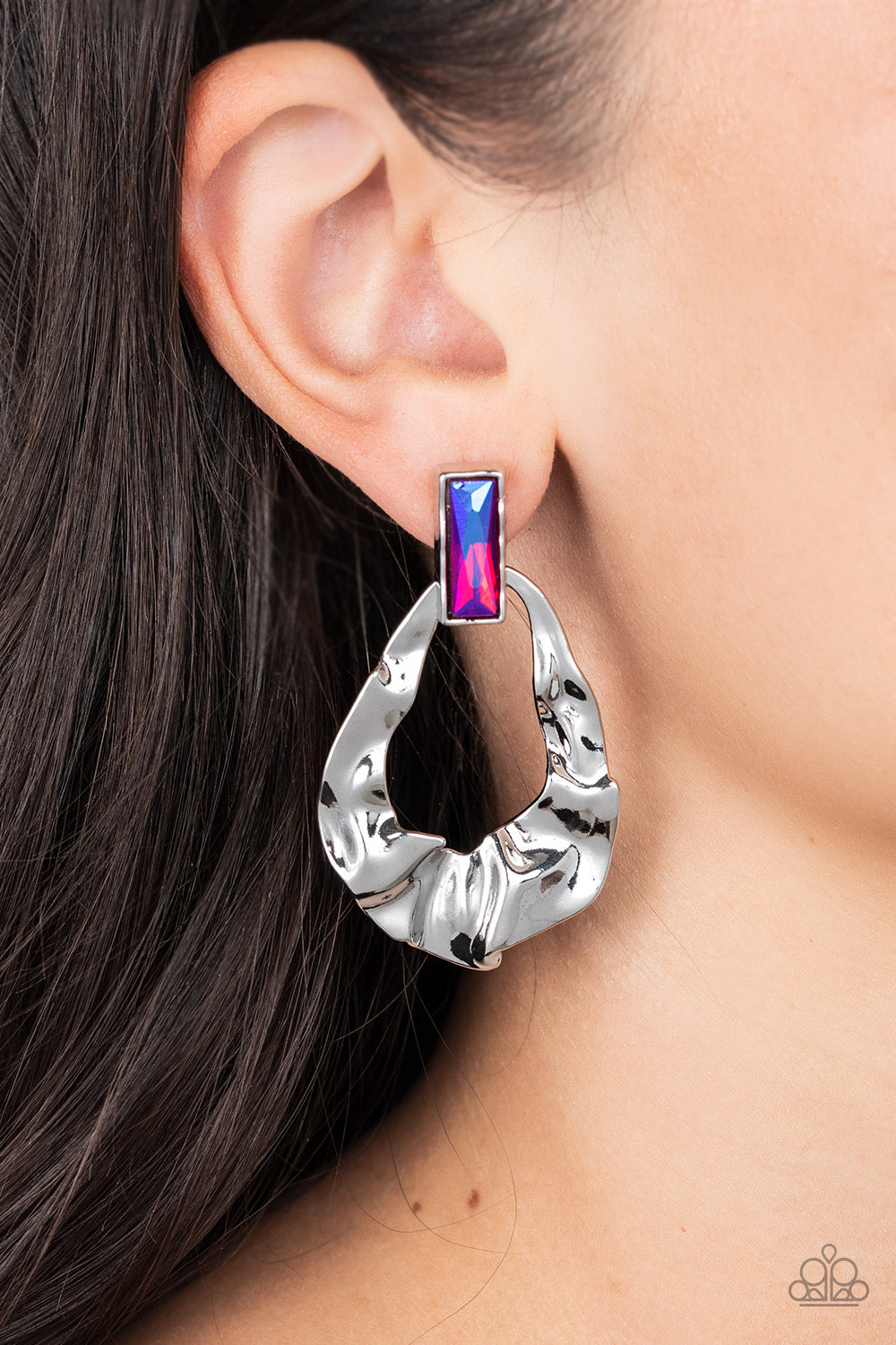 Paparazzi- Metro Meltdown Pink Post Earrings