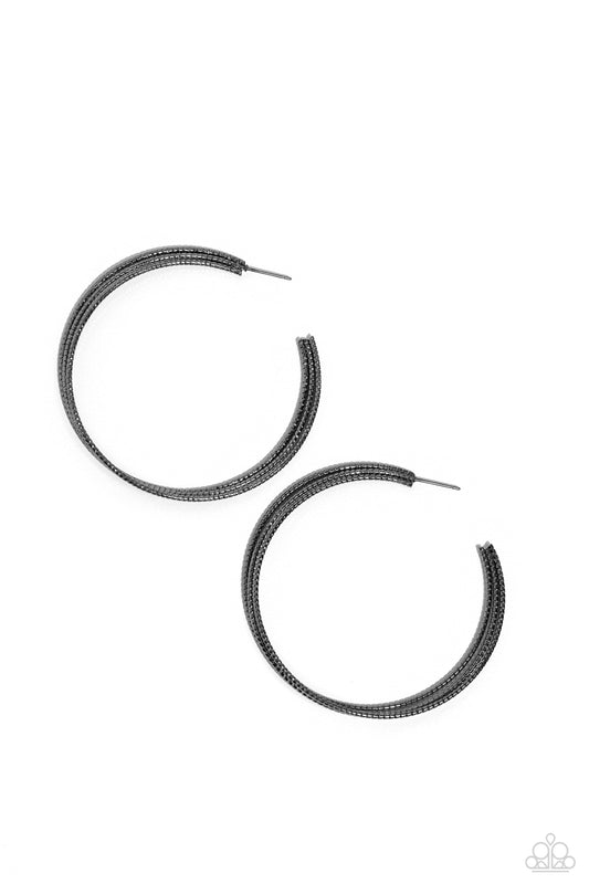 Paparazzi - Candescent Curves - Black Hoop Earrings