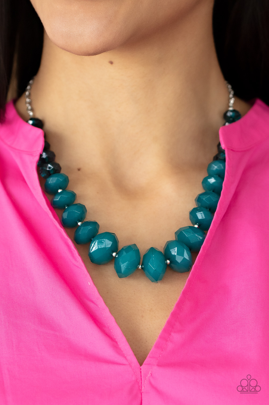 Paparazzi - Happy-GLOW-Lucky - Blue Necklace and Keep Glowing Forward Blue Bracelet Set