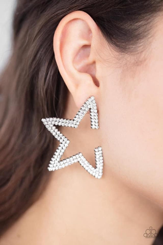 Paparazzi - Star Player White Earrings