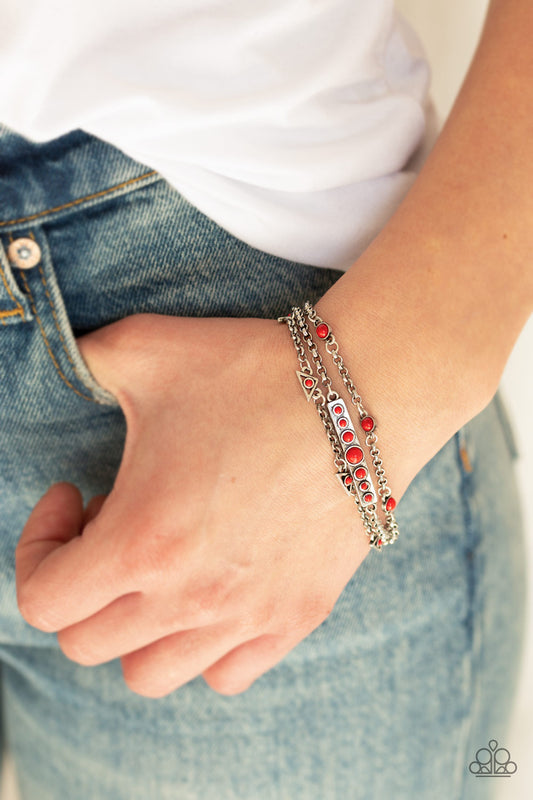 Paparazzi - No Means NOMAD - Red Bracelet