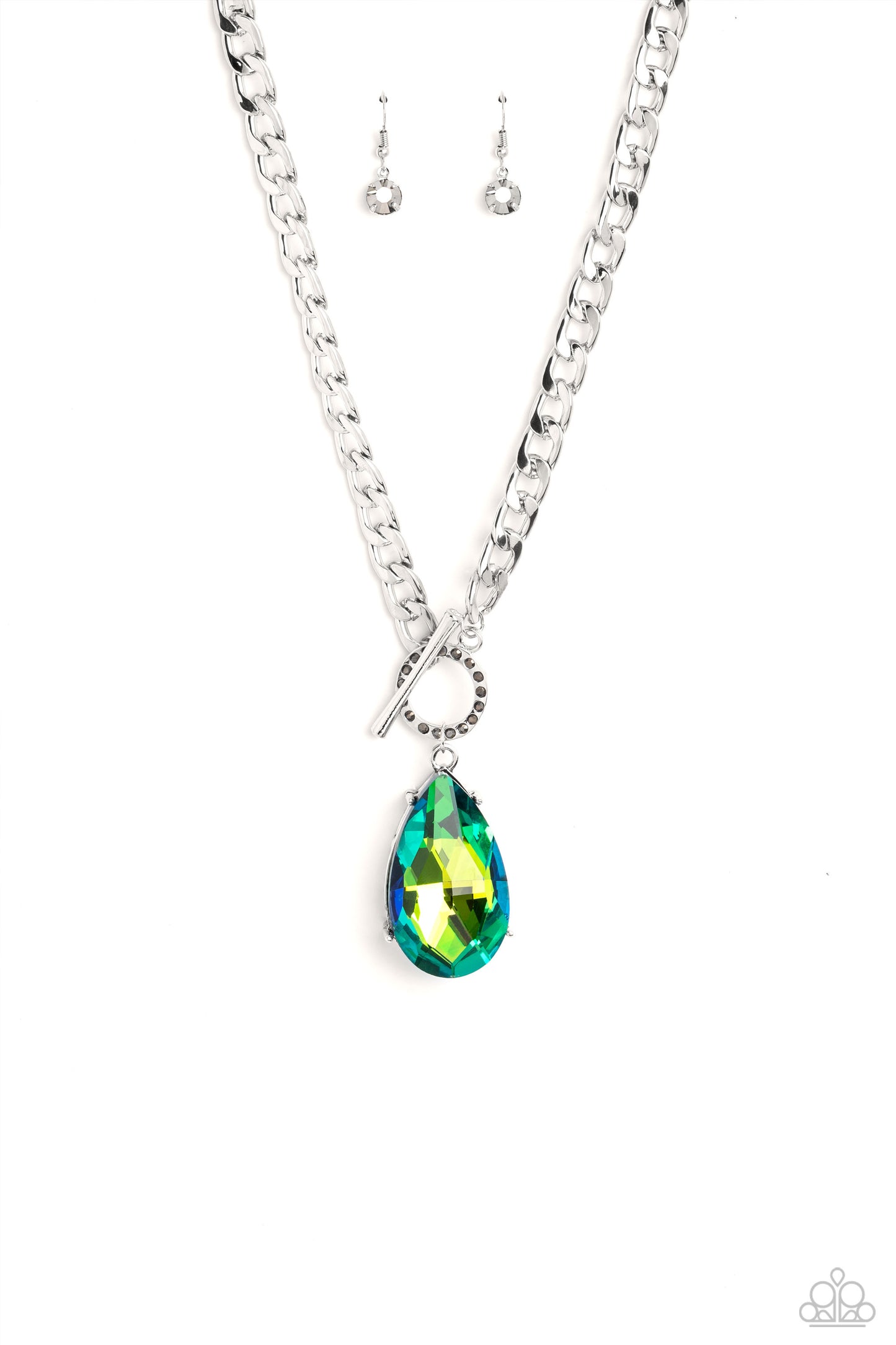 Paparazzi - Edgy Exaggeration - Green Necklace