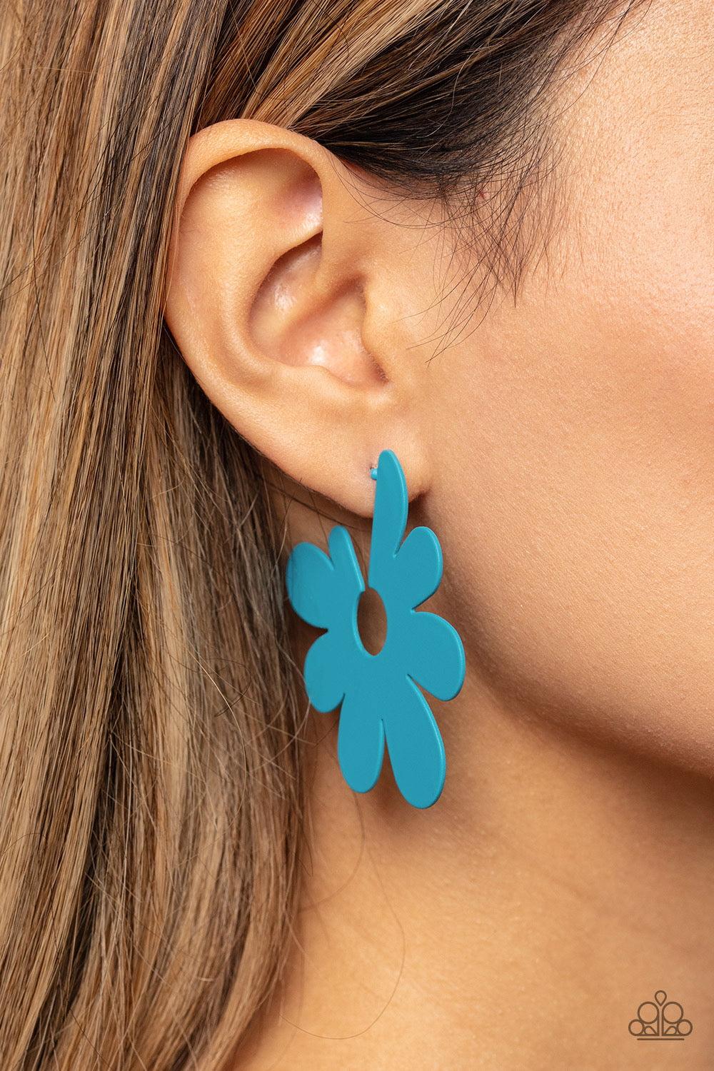 Paparazzi - Flower Power Fantasy - Blue Hoop Earrings