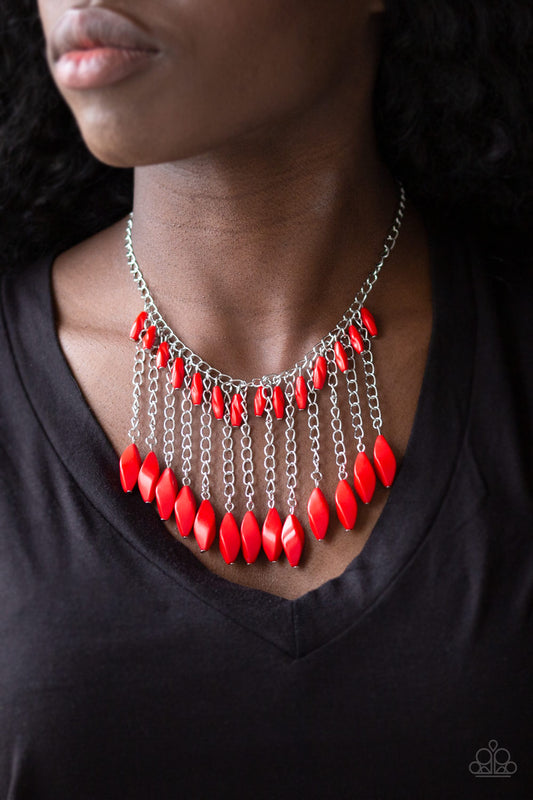 Paparazzi - Venturous Vibes - Red Necklace