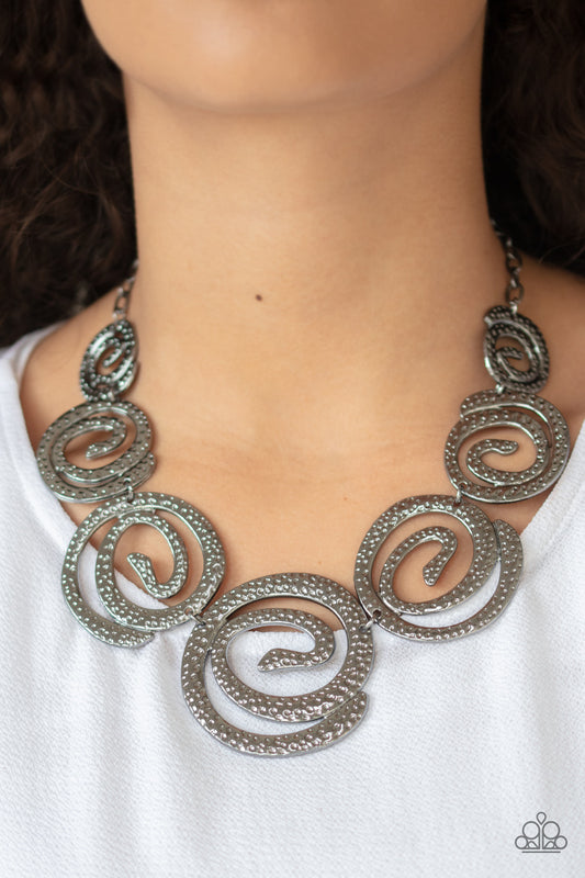 Paparazzi - Statement Swirl - Black Necklace