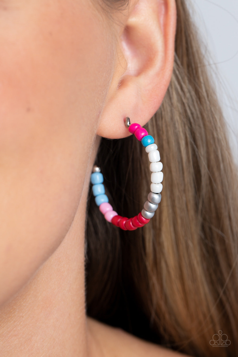 Paparazzi - Multicolored Mambo - Pink Multi Hoop Earrings