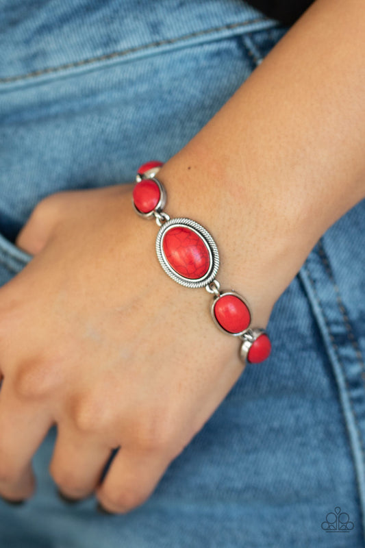 Paparazzi - Serene Stonework - Red Bracelet