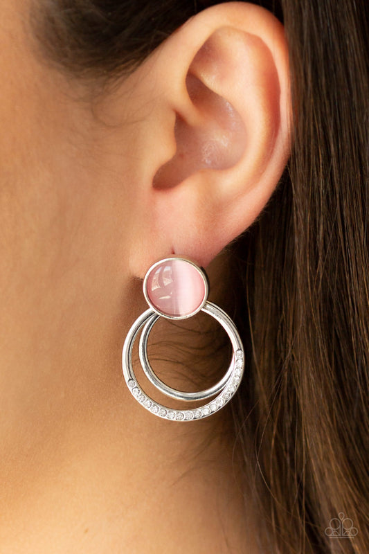 Paparazzi - Glow Roll - Pink Post Earrings