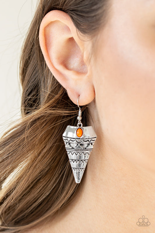 Paparazzi - Jurassic Journey - Orange Earrings