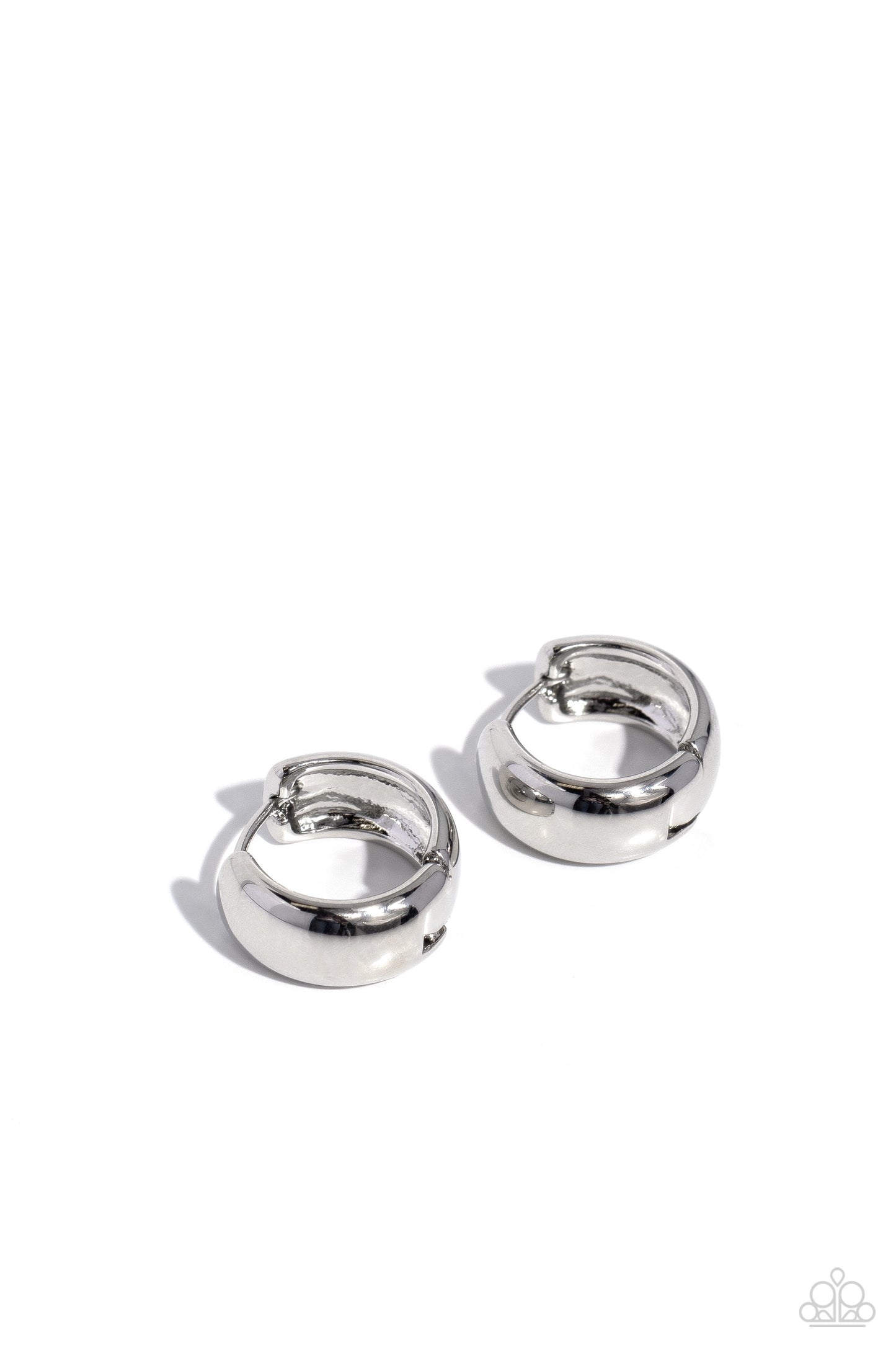 Paparazzi - Hinged Halftime - Silver Silver Hoop Hinge Earrings