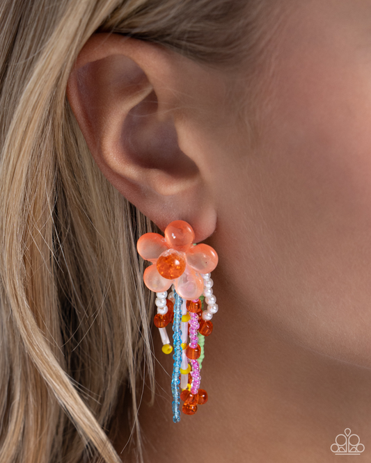 Paparazzi - Japanese Blossoms - Orange Post Earrings