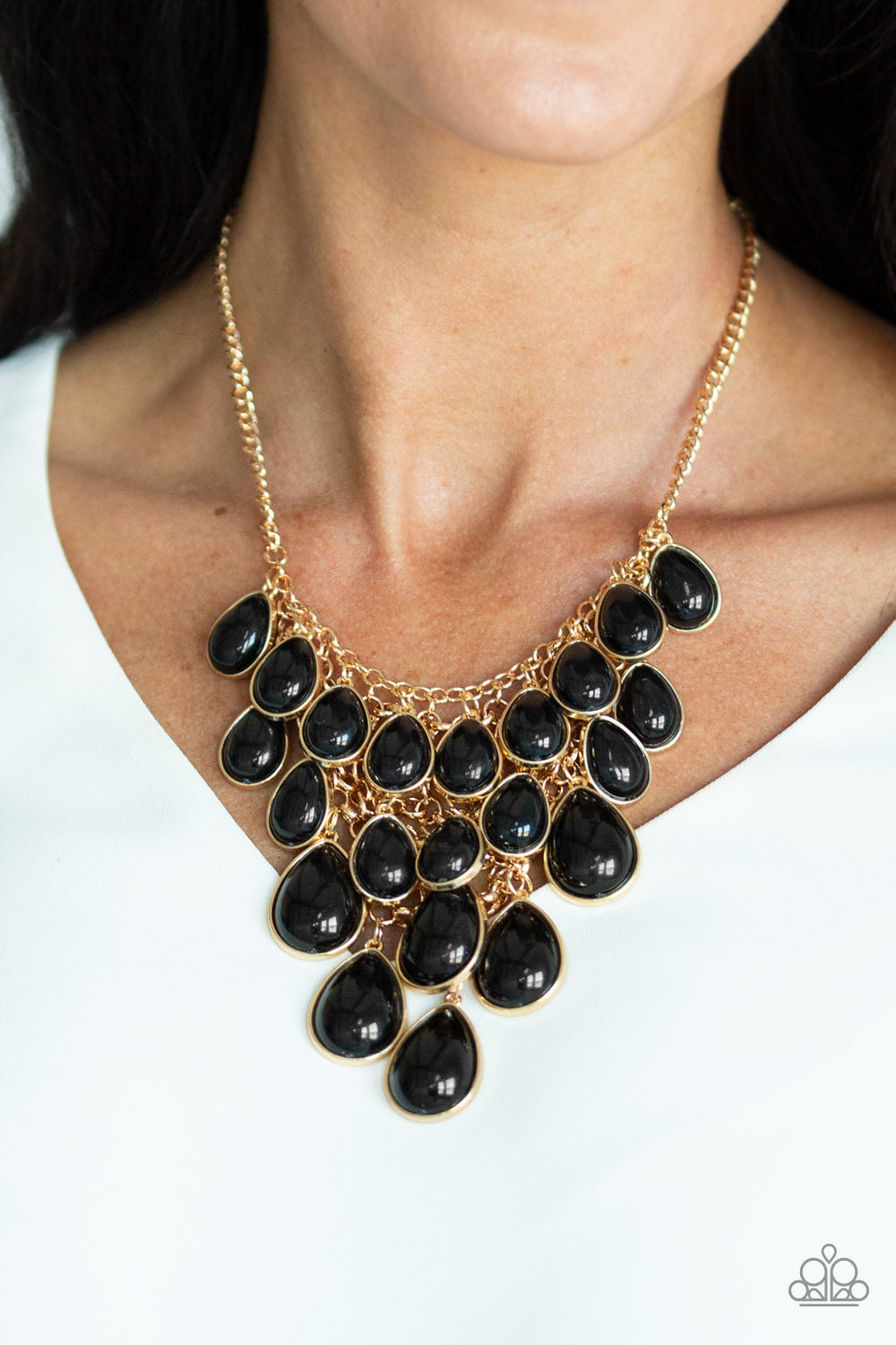 Paparazzi - Shop Til You TEARDROP - Black Necklace