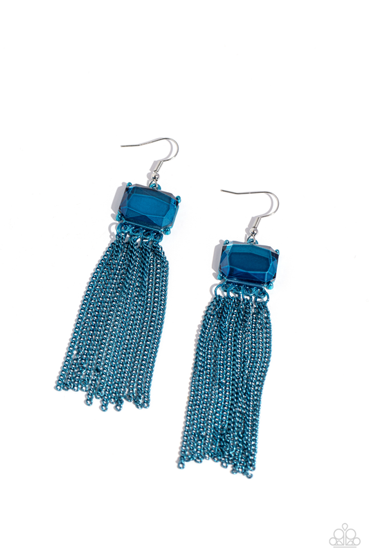 Paparazzi - Dreaming Of TASSELS - Blue Earrings