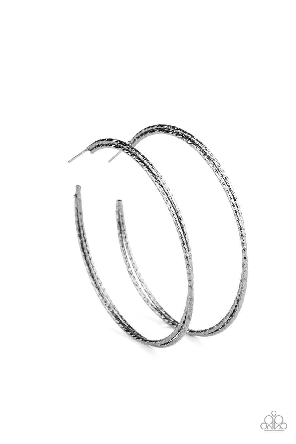 Paparazzi - Curved Couture - Black Hoop Earrings