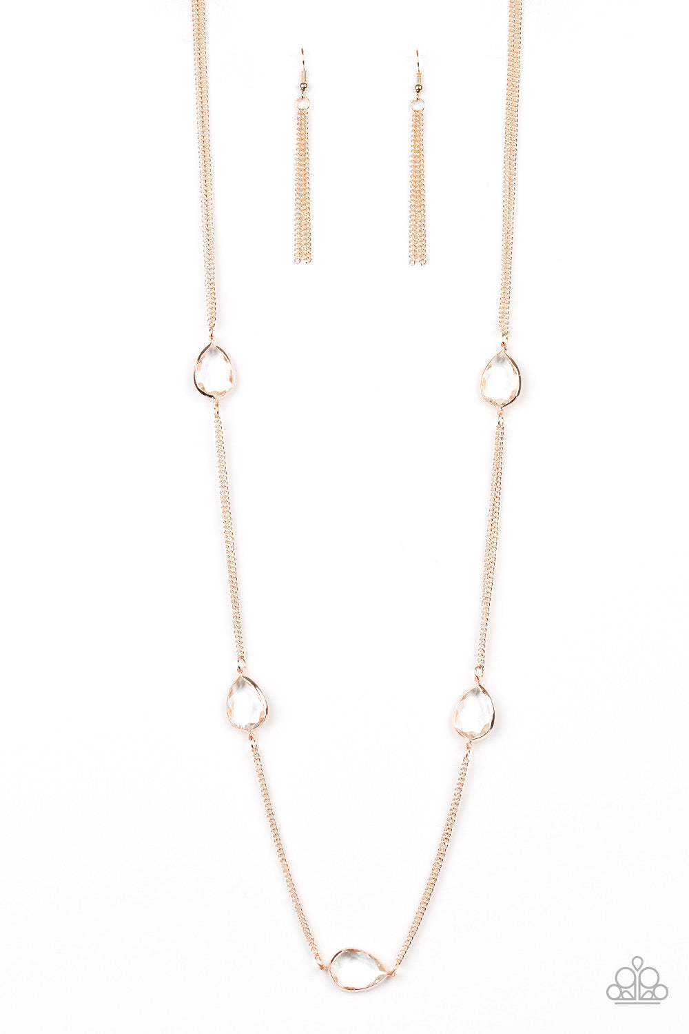 Paparazzi - Teardrop Timelessness - Rose Gold Necklace