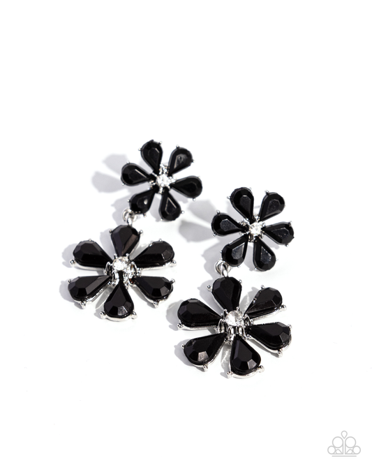 Paparazzi - A Blast of Blossoms - Black Post Earrings