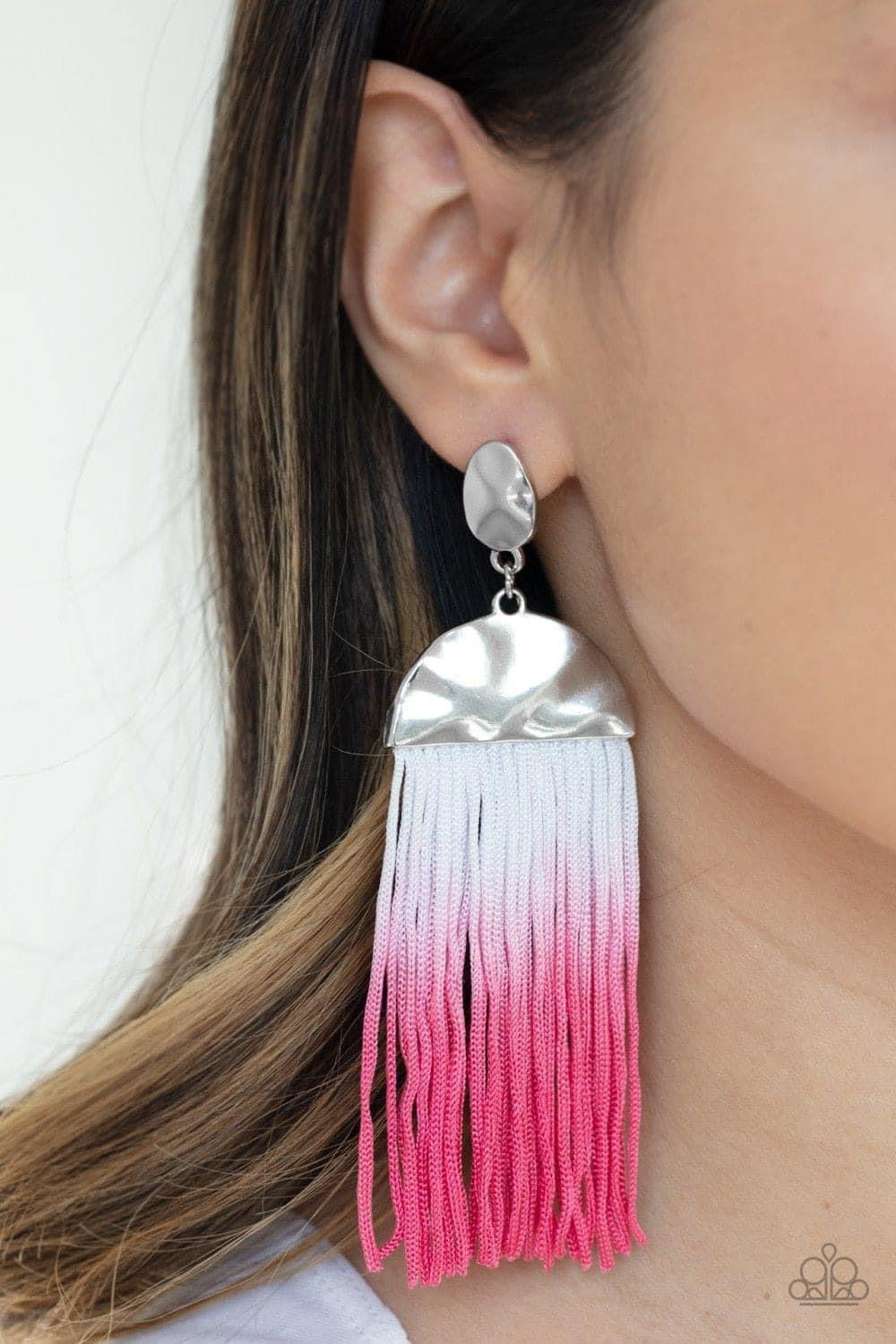 Paparazzi - Rope Them In - Pink Tassel Earrings