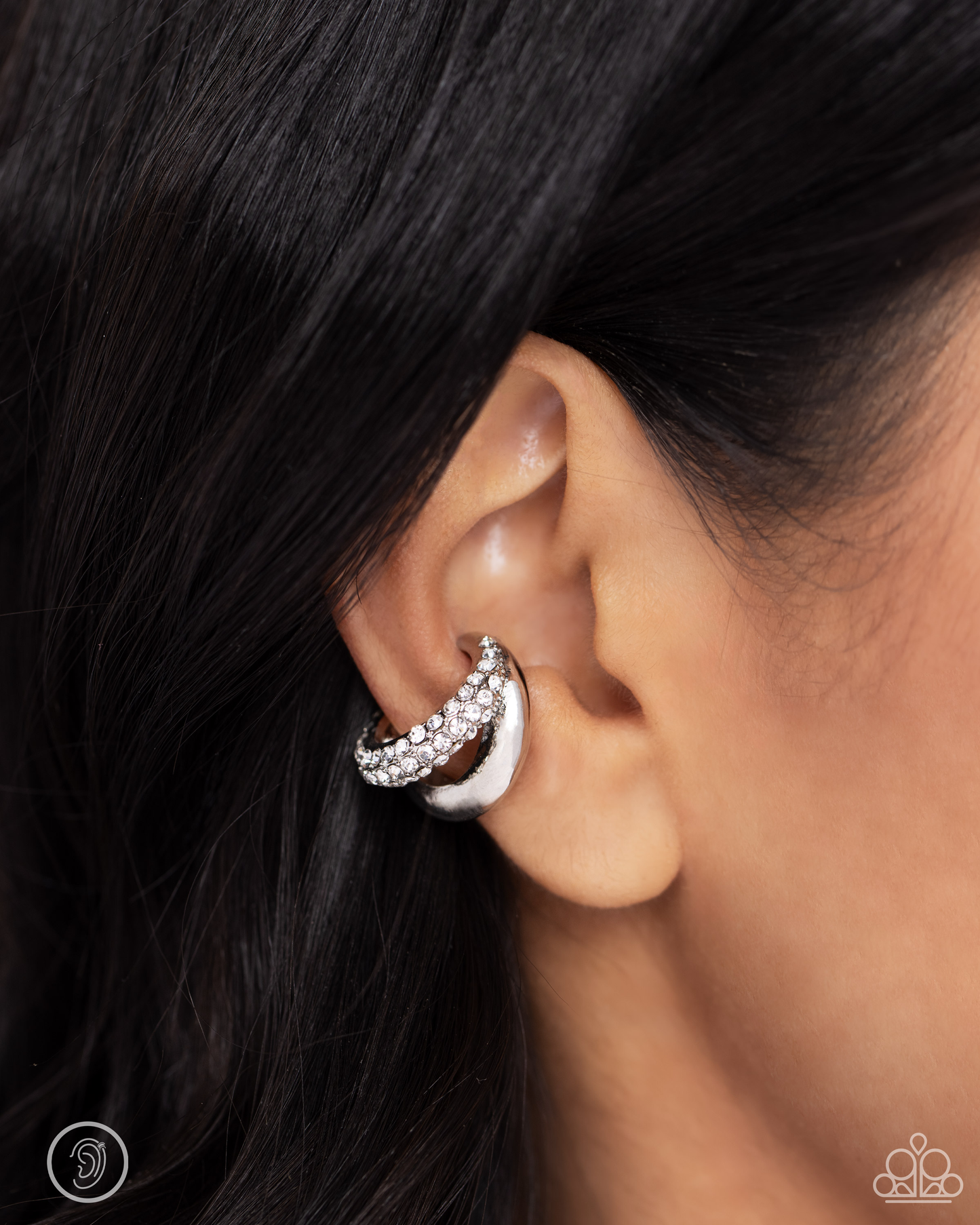 Paparazzi - Sizzling Spotlight - White Earring Cuff