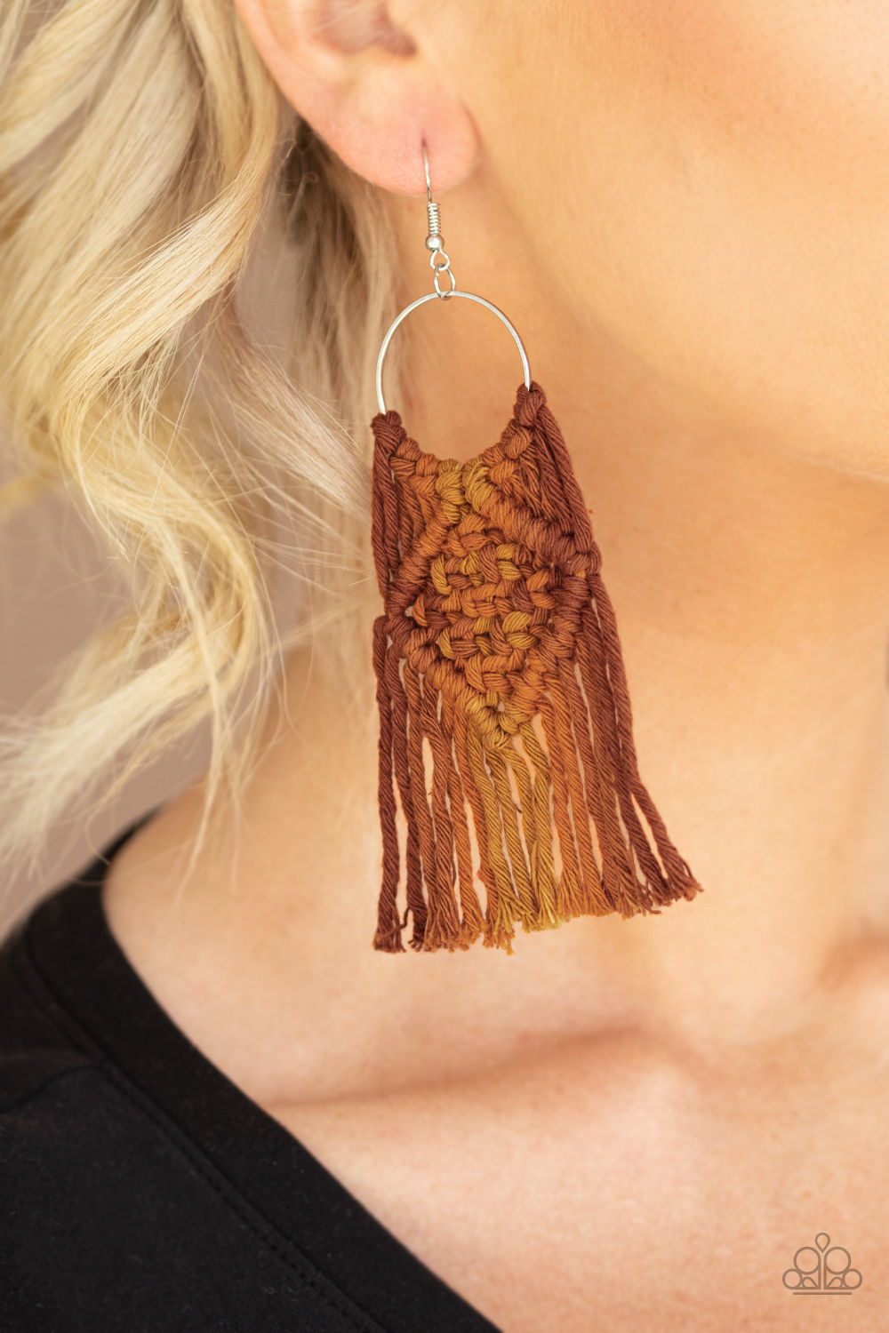 Paparazzi - Macrame Rainbow Brown Earrings