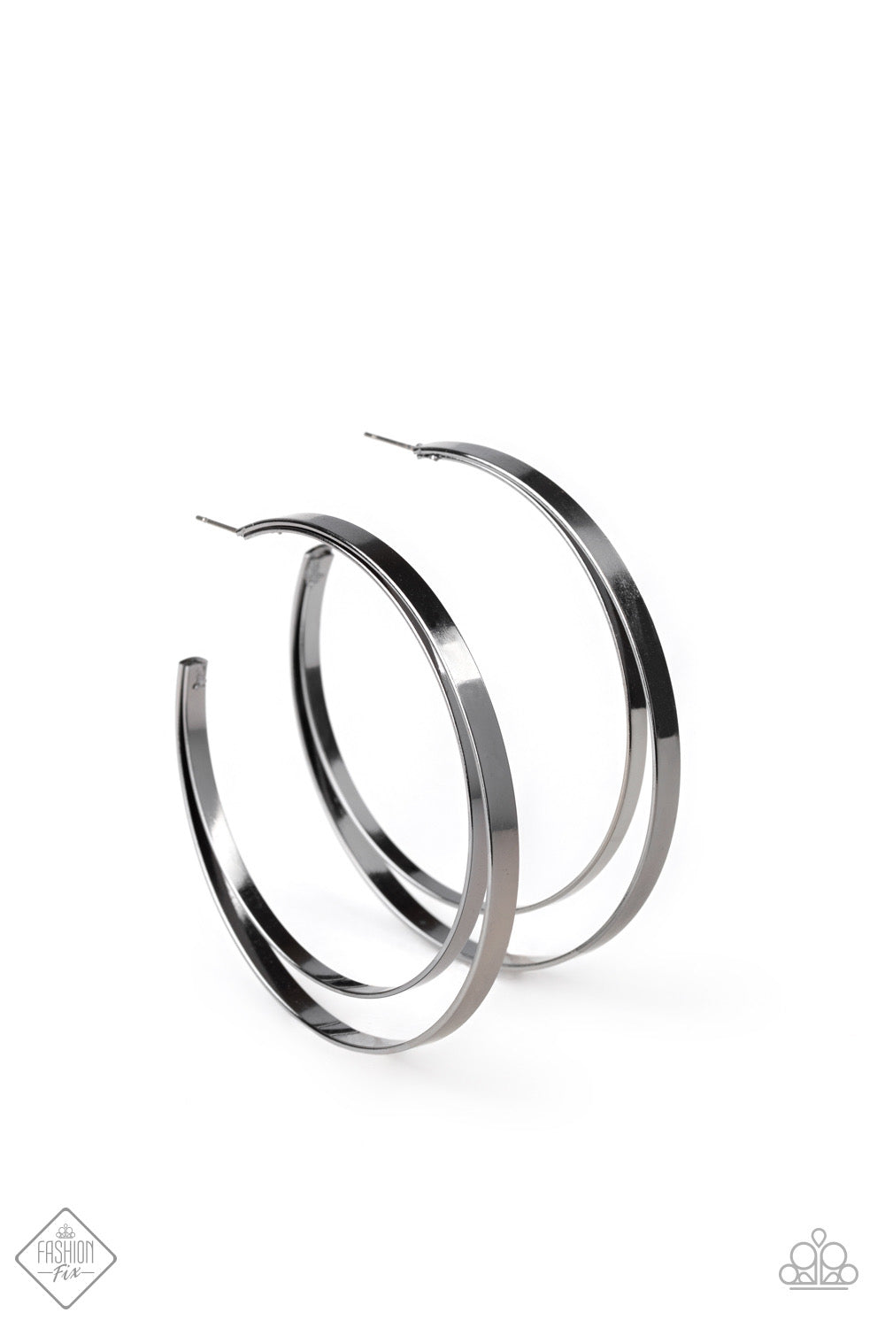 Paparazzi - Moon Child Metro Black Hoop Earrings