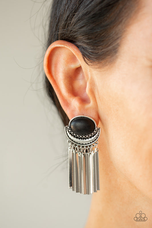 Paparazzi - Monsoon Season - Black Post Earrings