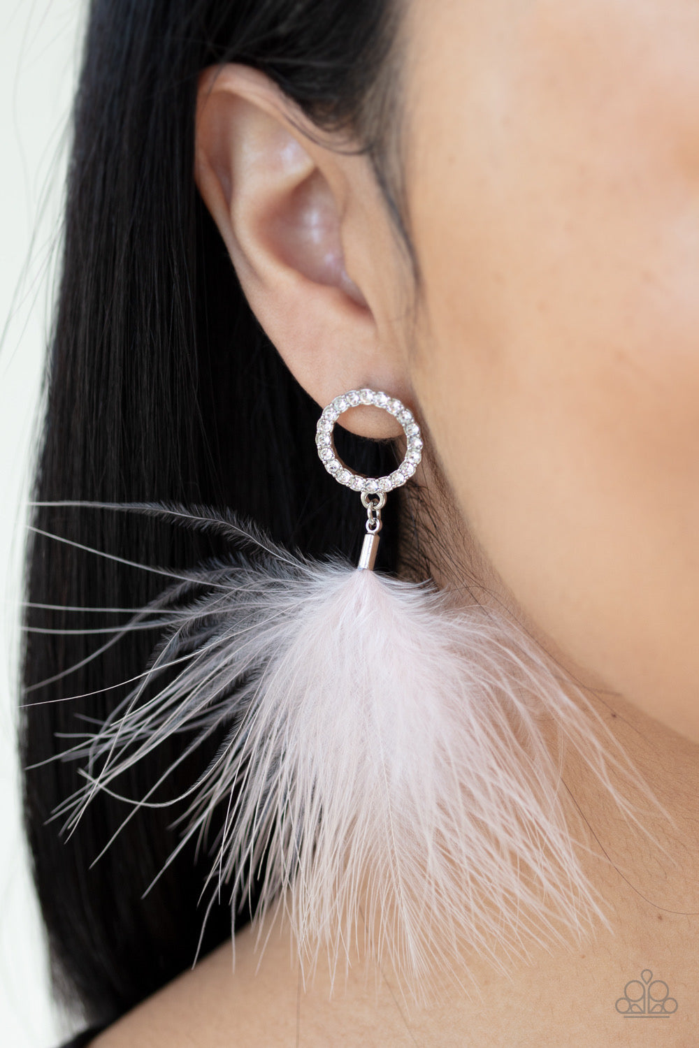 Paparazzi - BOA Down - White Post Earrings