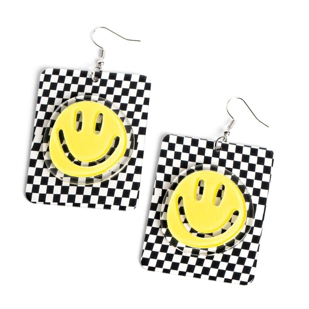 Paparazzi- Cheeky Checkerboard - Yellow Earrings