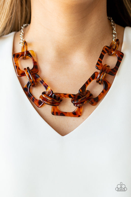 Paparazzi - Sizzle Sizzle - Brown Acrylic Necklace