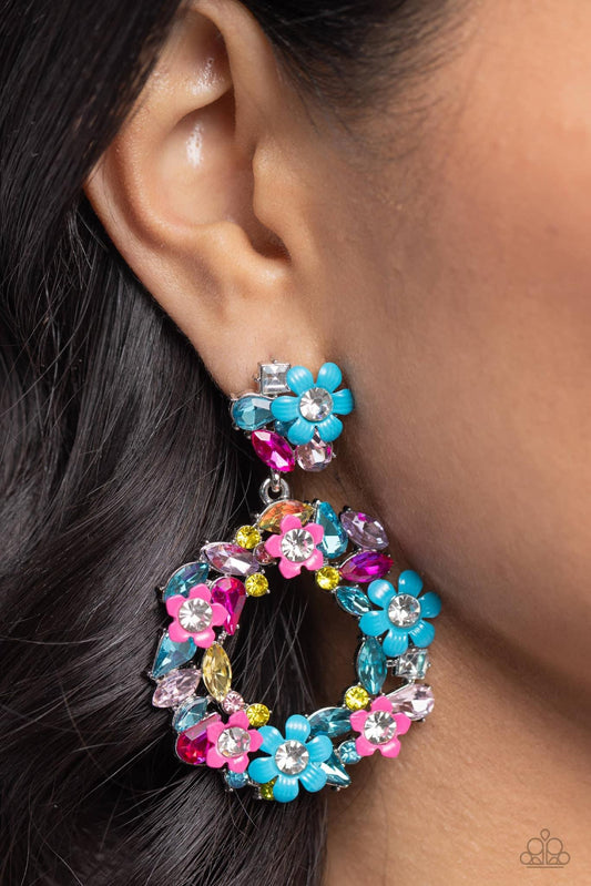 Paparazzi - Wreathed in Wallflowers Blue Post Earrings