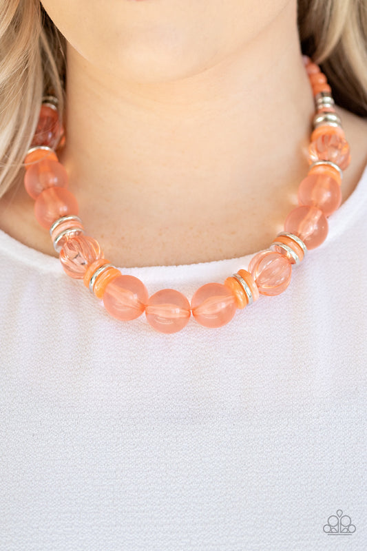 Paparazzi - Bubbly Beauty - Orange Necklace