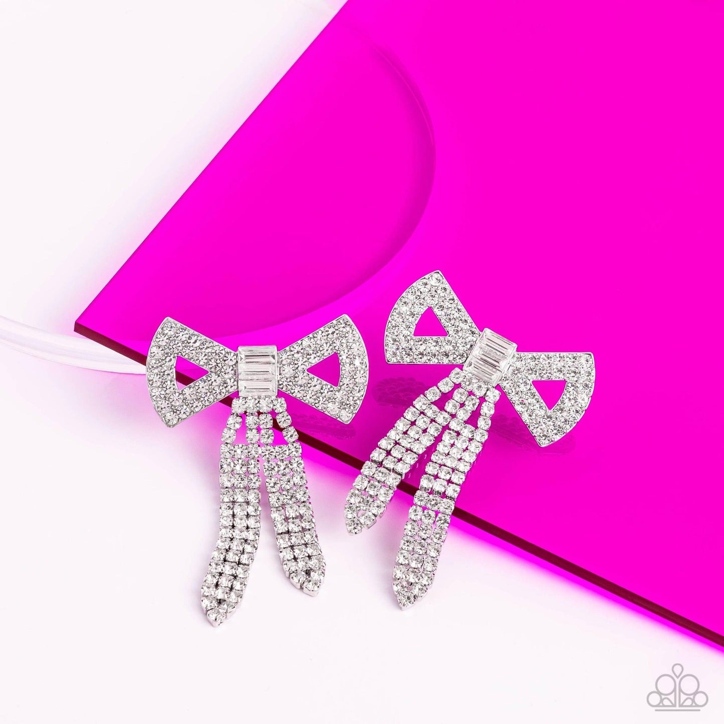 Paparazzi - Just BOW With It - White - Post Earrings