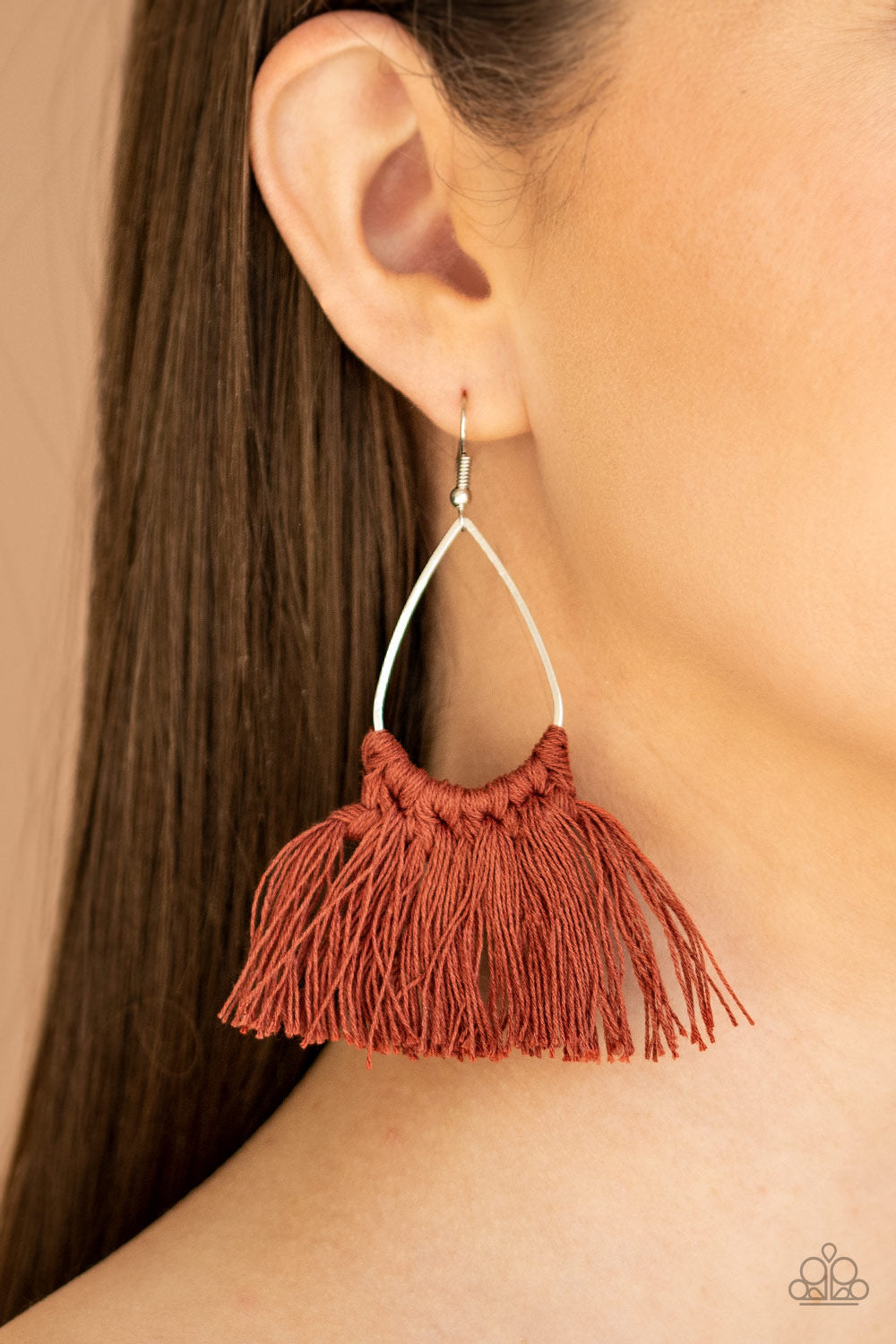 Paparazzi - Tassel Treat - Brown Earrings