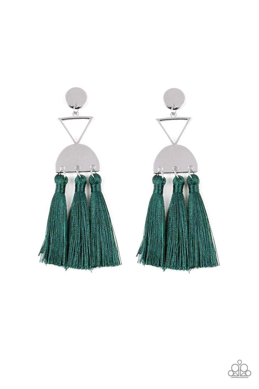 Paparazzi - Tassel Trippin - Green Post Earrings