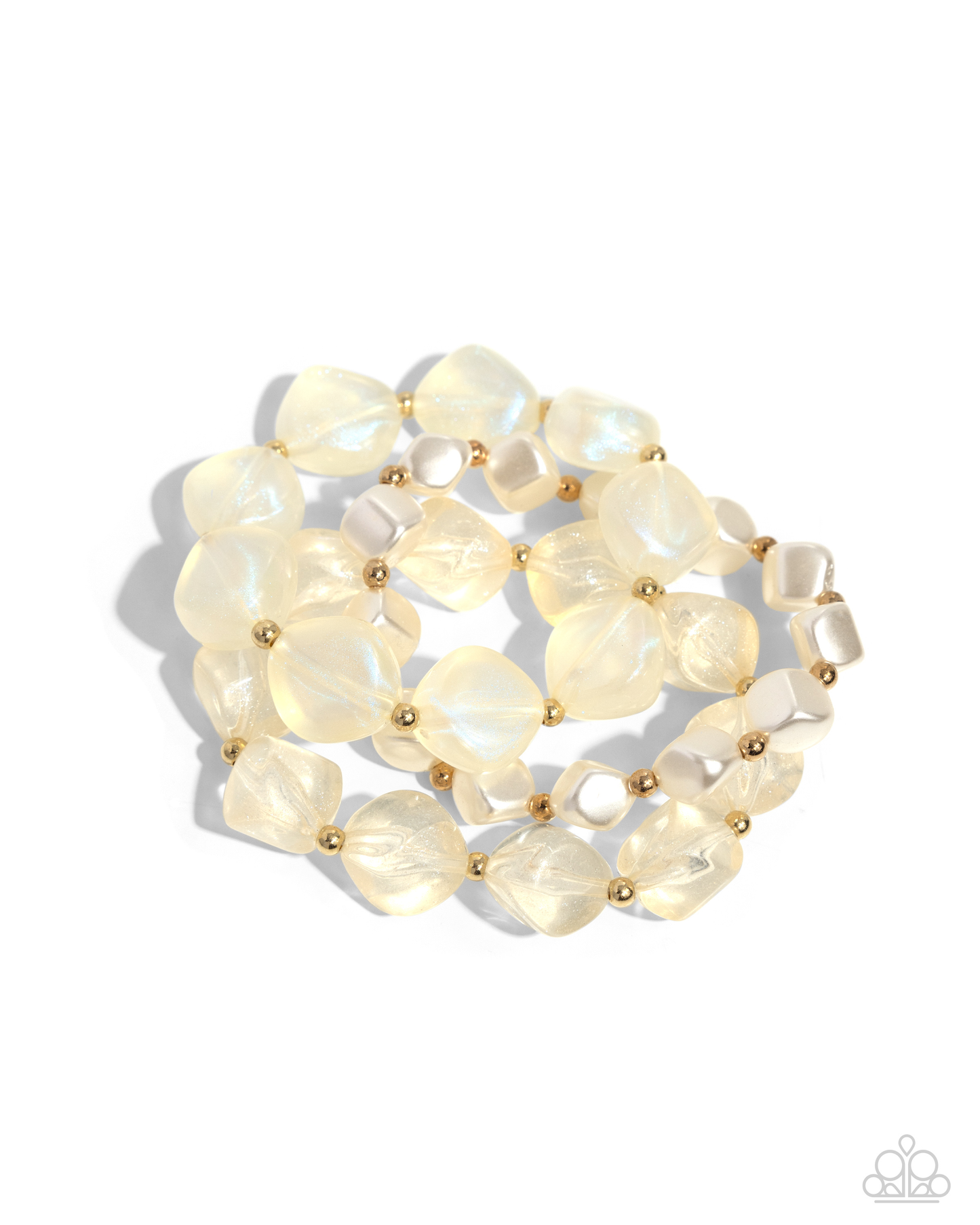 Paparazzi - Cubed Cameo - Gold Necklace and Glittery Gala Gold Bracelet